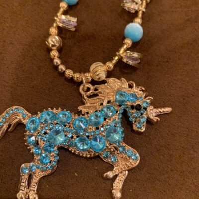 Sparkly Turquoise Unicorn Necklace