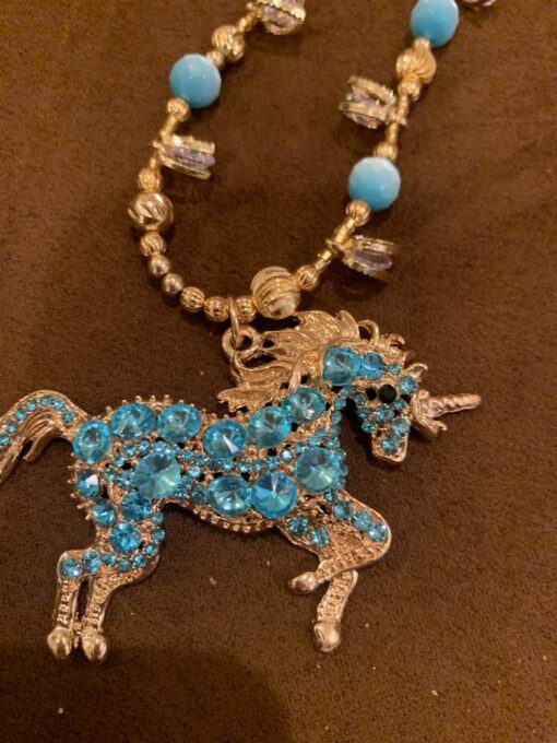 Sparkly Turquoise Unicorn Necklace