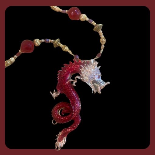 Sparkly Red Dragon Necklace
