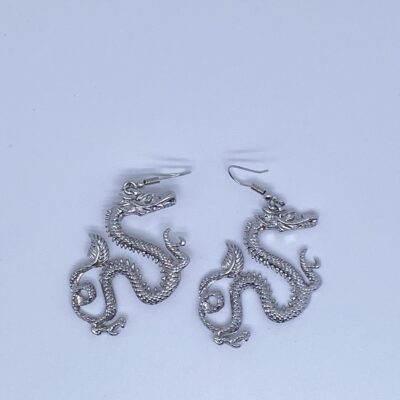Silver-toned Dragon Earrings