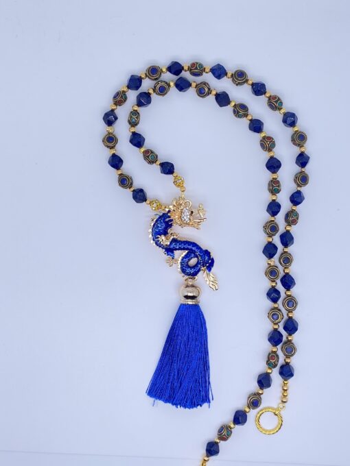 Blue Dragon with blue tassel Necklace