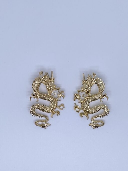 Gold-toned dragon earrings