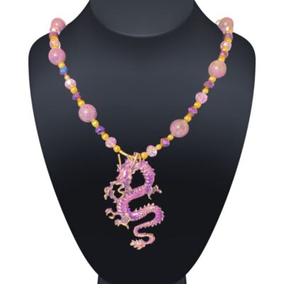 Sparkly Pink Dragon Necklace