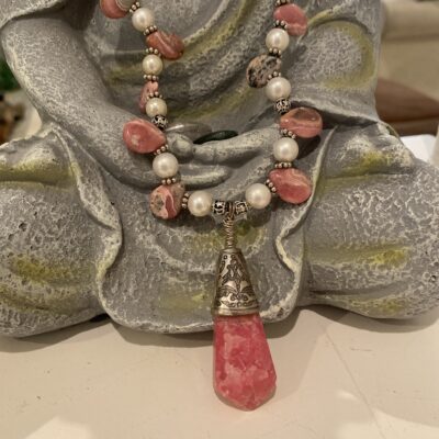 Pink quartz necklace