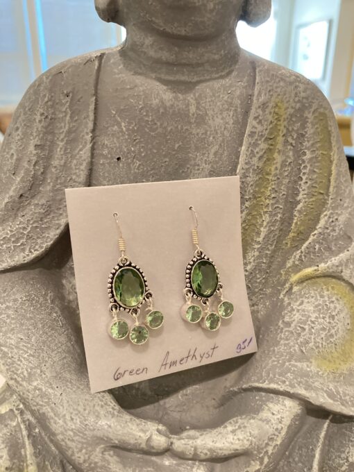 green amethyst drop earrings