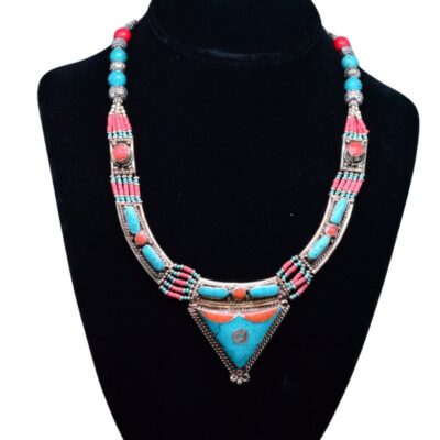 Turquoise and Coral Tibetan Necklace