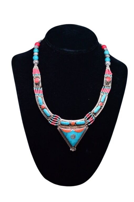 Turquoise and Coral Tibetan Necklace