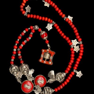Red Mala Prayer Beads 108 beads necklace