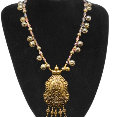 Brass Goddess Pendant Necklace with bells