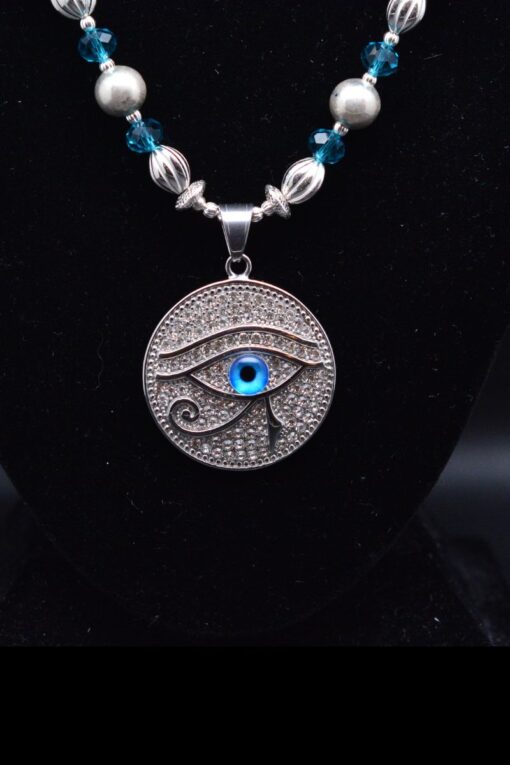 #1 Silver-toned evil eye w/ying yang and pave rhinestones