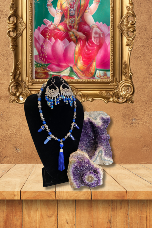 Lapis Lazuli and Blue Tassel Necklace