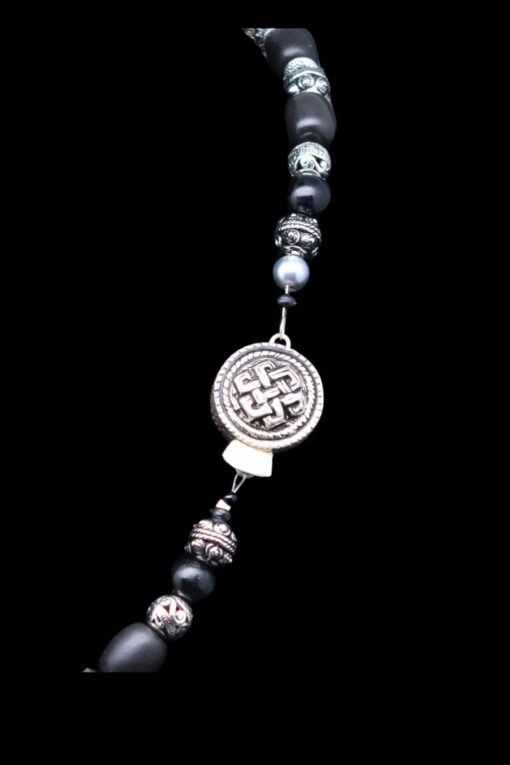 Nordic Crown pendant with black lampwork beads clasp