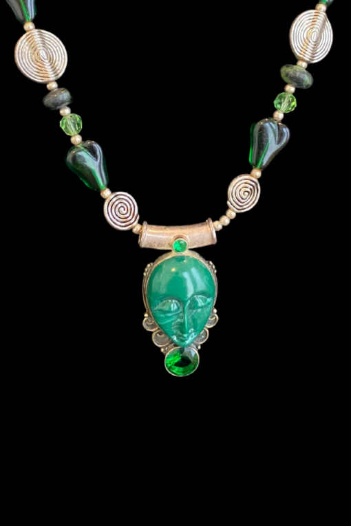 Balinese Carved Green Goddess Necklace