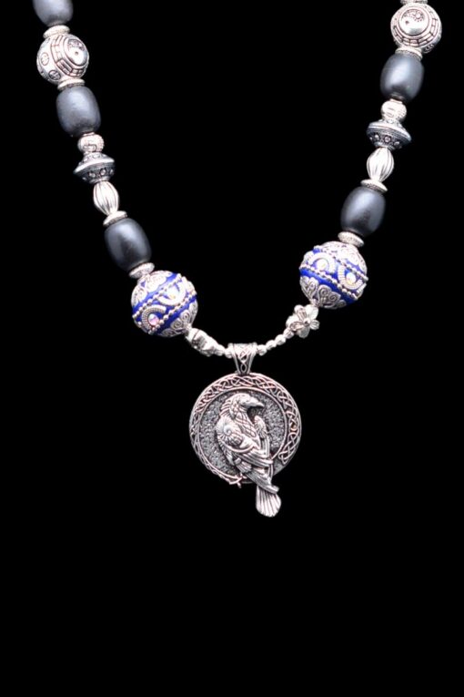Nordic Crown pendant with black lampwork beads