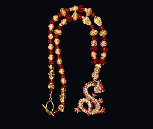 Red Bling Year of the Dragon Necklace
