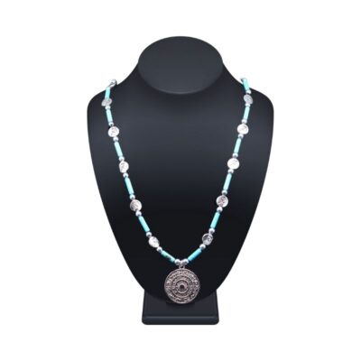 Astrological Circle of Life & Sagittarius Silver Accent Beads Necklace