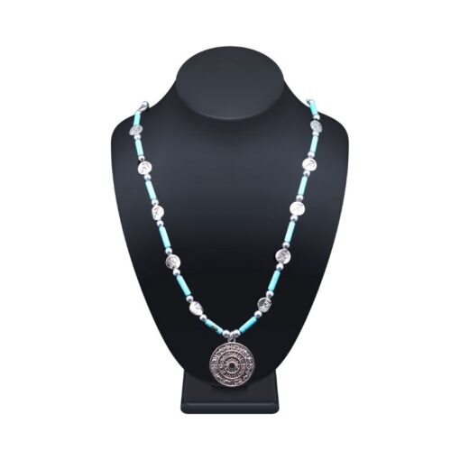 Astrological Circle of Life & Sagittarius Silver Accent Beads Necklace