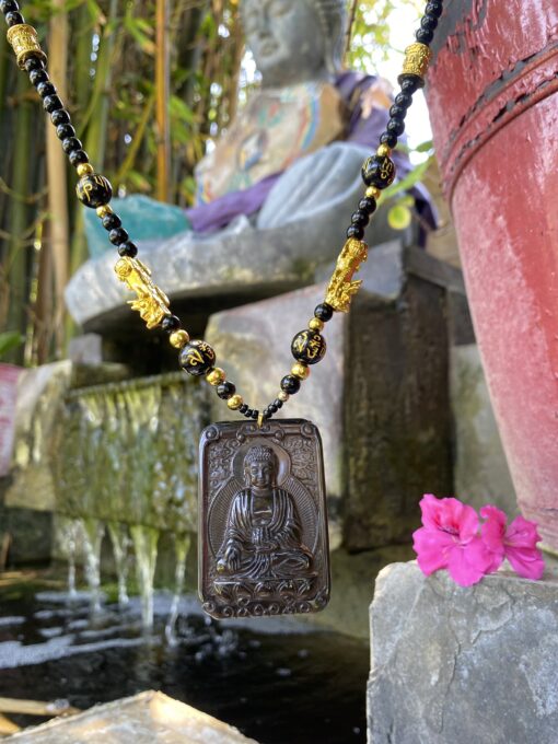 Black Obsidian Buddha Necklace