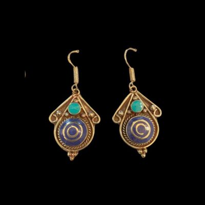 Laboradite and Turquoise Tibetan Earrings