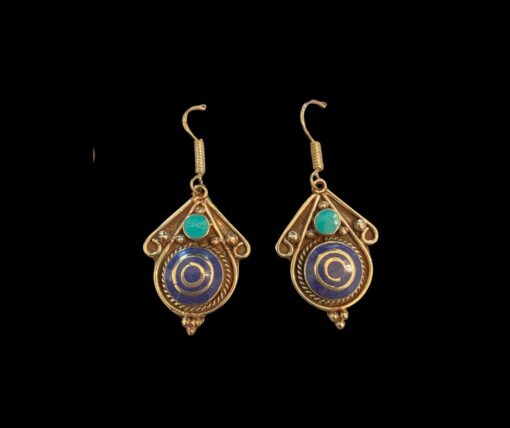 Laboradite and Turquoise Tibetan Earrings