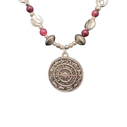 Capricorn Astrology Necklace with Garnet beads