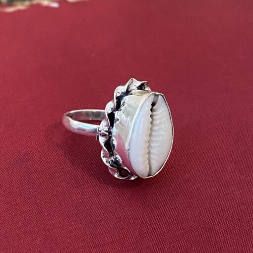 Cowry shell ring with silver