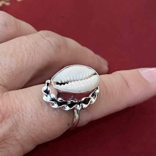 Cowry shell ring with silver