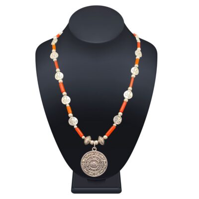 Leo Horoscope Necklace with red coral beads