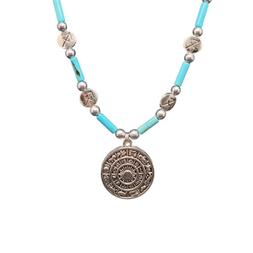 Sagittarius Horoscope Necklace with Turquoise beads