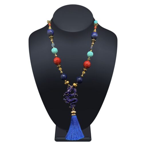 Blue Dragon Tassel Necklace