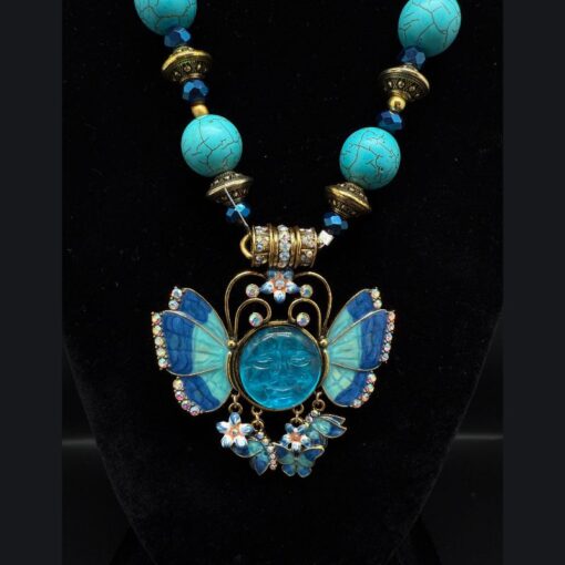 Blue Butterfly Necklace in Turquoise colors