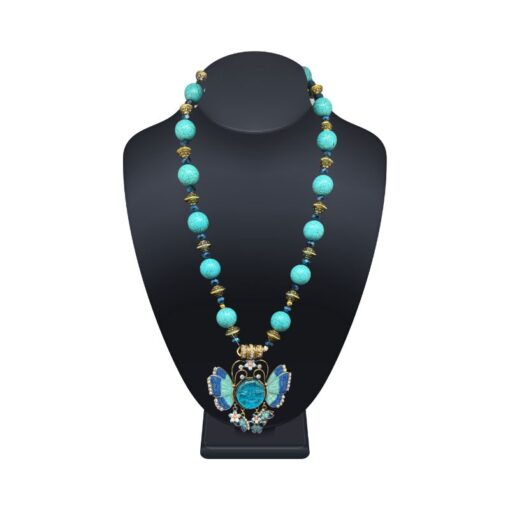 Blue Butterfly Necklace in Turquoise colors