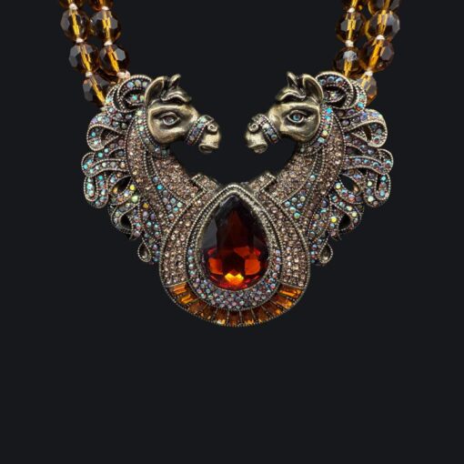 Kissing Horses Necklace in red