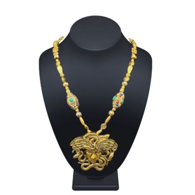 Medusa Snake and Tibetan Beads Statement Piece Necklace