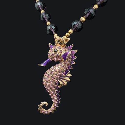 Sea Horse Necklace Purple